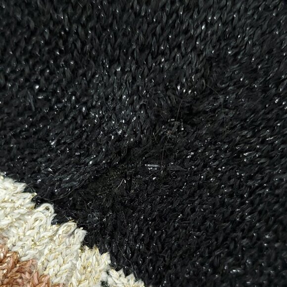 Free People Gold Dust Colorblock V-Neck Shimmer/Metallic Relaxed Fit Sweater XS - Picture 15 of 16